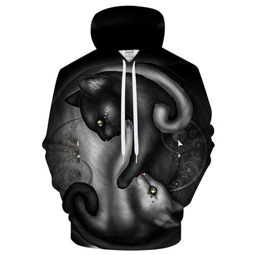 Ying Yang Cat Sweatshirt Hoodie Pullover