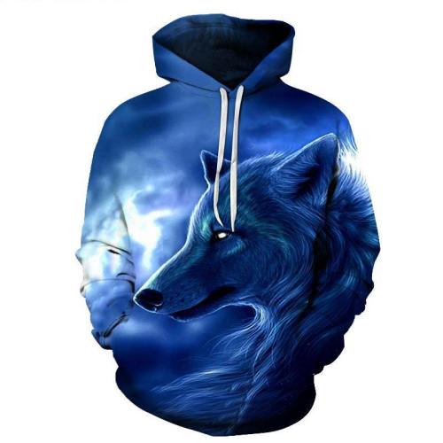 Blue Wolf 3D Sweatshirt Hoodie Pullover