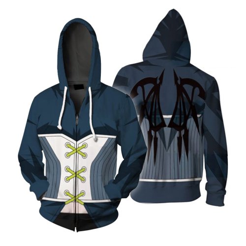 The World Ends With You Game Sakuraba Neku Blue Cosplay Unisex 3D Printed Hoodie Sweatshirt Jacket With Zipper