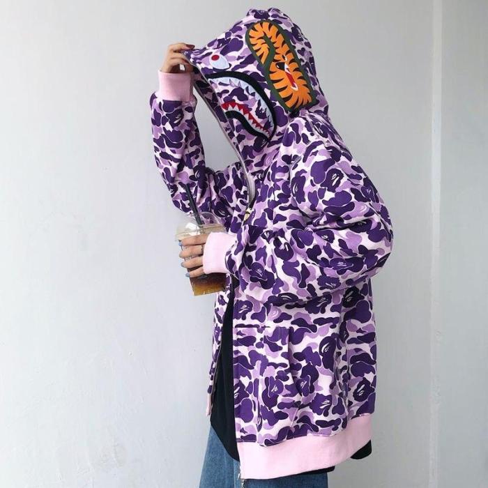 Oversize Sweatshirt Women Zip Up Hoodie Women Harajuku Japanese Street Wear Alt Aesthetic Hip Hop Couple Tops