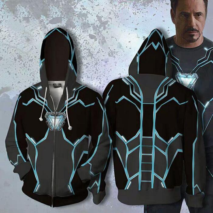 Avengers Movie Iron Man Style 2 Cosplay Unisex 3D Printed Hoodie Sweatshirt Jacket With Zipper