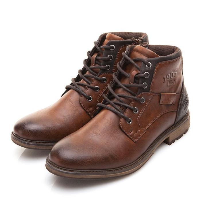 Large Size Men  Leather Slip Resistant Casual Boots
