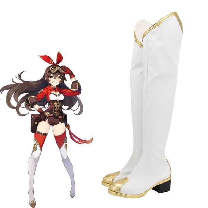 Genshin Impact Amber White Shoes Cosplay Boots