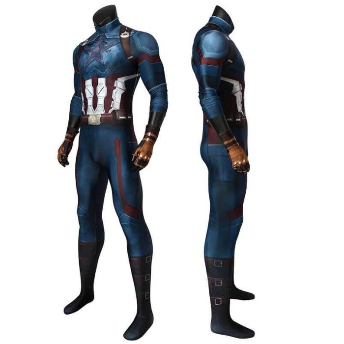 Infinity War Captain America Cosplay Costume Battle Jumpsuit Bodysuit