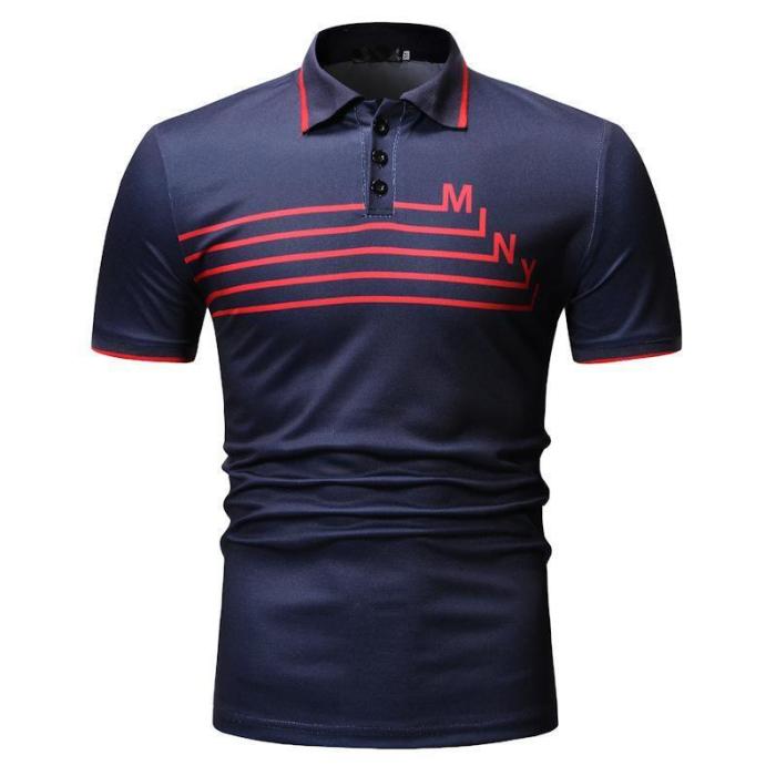 Men'S Print Casual Fashion Line Polo Shirt