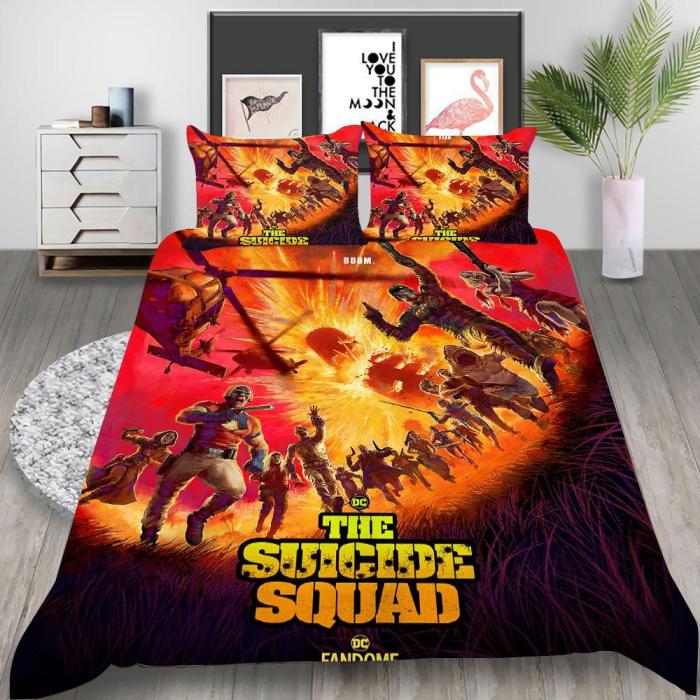 Suicide Squad Harley Quinn Cosplay Bedding Set Duvet Cover Pillowcases Halloween Home Decor