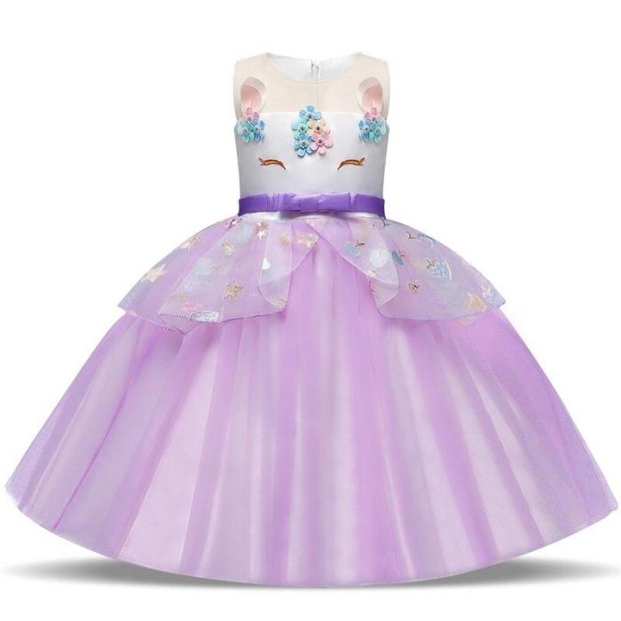 Unicorn Dress For Girls Kids Baby Princess Wedding Party Ball Gown With Petticoat