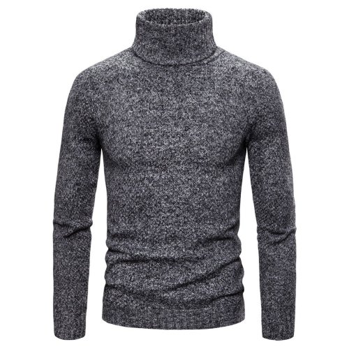 Men'S Solid Color Knit Turtleneck Sweater