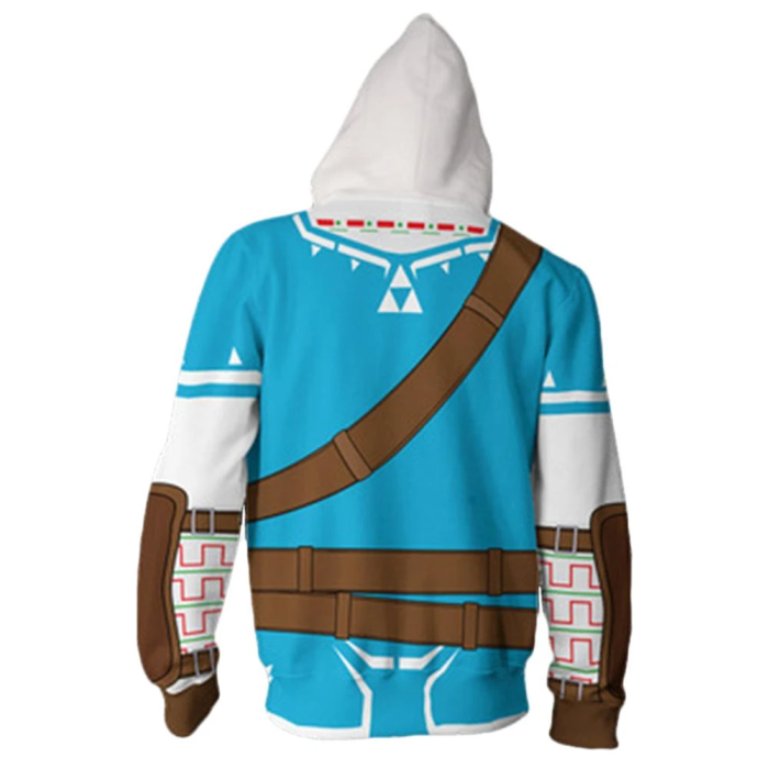 Unisex Link Hoodies The Legend Of Zelda Zip Up 3D Print Jacket Sweatshirt