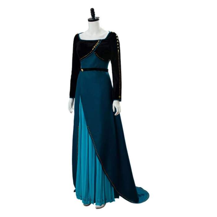 Frozen 2 Queen Anna Coronation Long Gown Cape Dress Cosplay Costumes