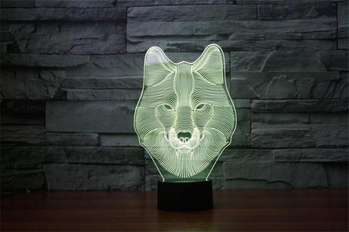 3D Led Wolf Lamp
