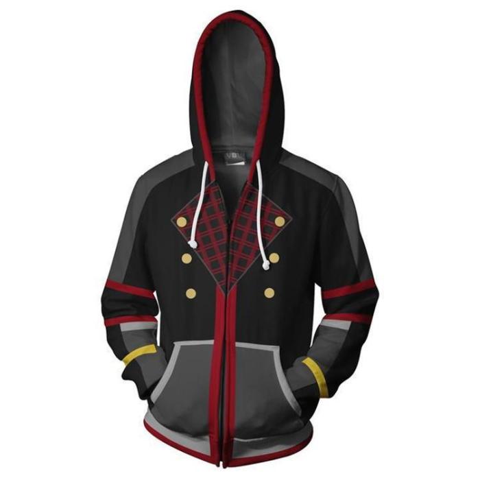 Kingdom Hearts Game Sora Mixed Color Cosplay Unisex 3D Printed Hoodie Sweatshirt Jacket With Zipper