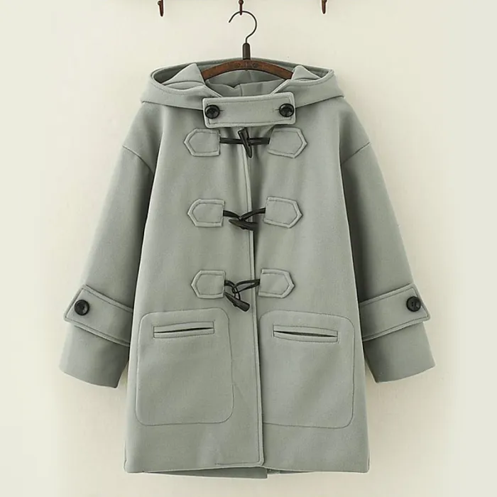 Horn Buckle Hooded Coat