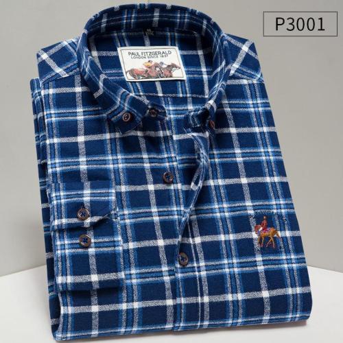 Men'S Premium Winter Plaid 100% Pure Cotton Business Shirt