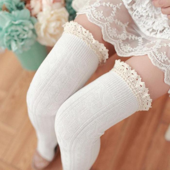 Lace Over Knee Cotton Stockings