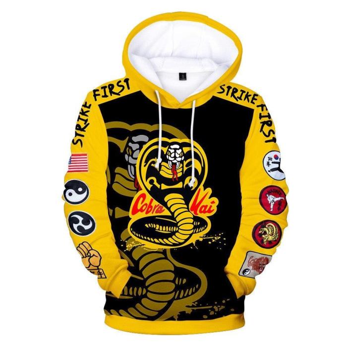 2 To 14 Years Kids Cobra Kai 3D Printed Sweatshirt The Karate Kid Cosplay Pullover Hoodie