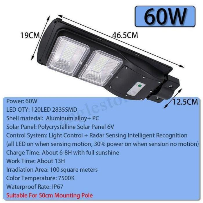 Solarmax -  Lumens - 60W - 120Led Solar Street Light