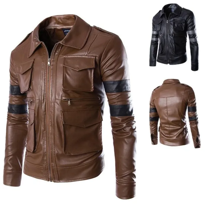 Autumn/Winter Man Hunts Three-Dimensional Pocket Leather Clothes