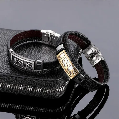Religious Christian Jesus Leather Bracelet