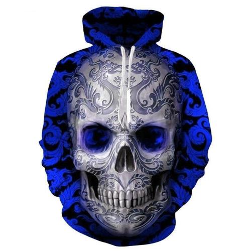 Blue Skull 3D Sweatshirt Hoodie Pullover