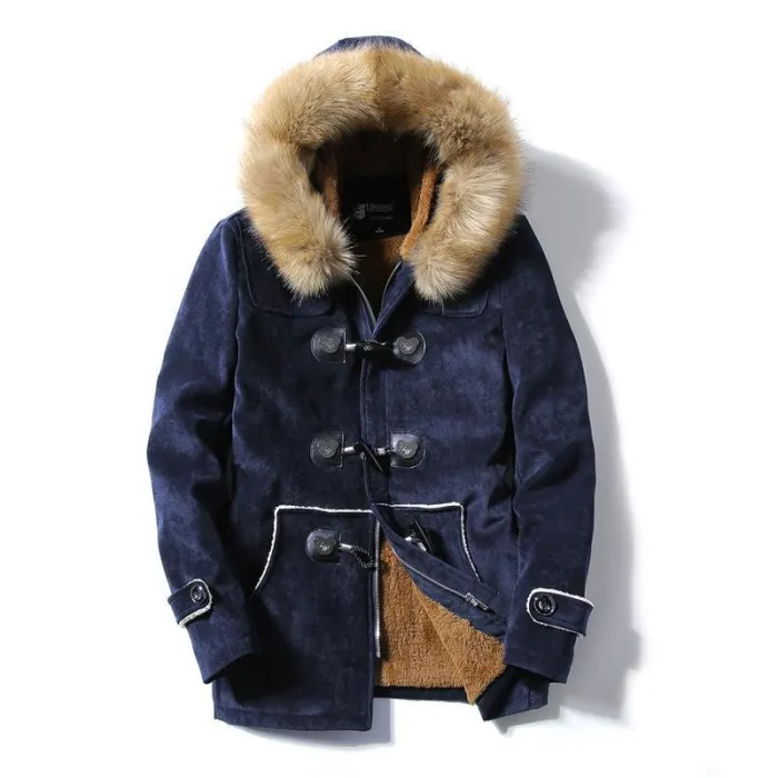 Mens Peacoat Outwear Winter Horn Button Vintage Parkas