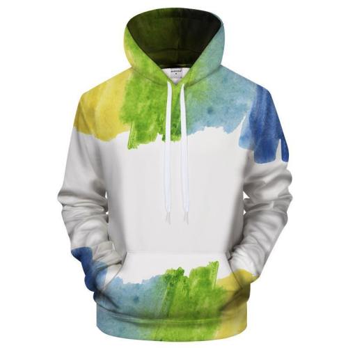 Blue & Green Watercolor Hoodie 3D Sweatshirt Pullover Hoodie