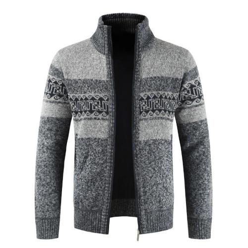 Men  Autumn Winter Stand Collar  Knitted Sweater