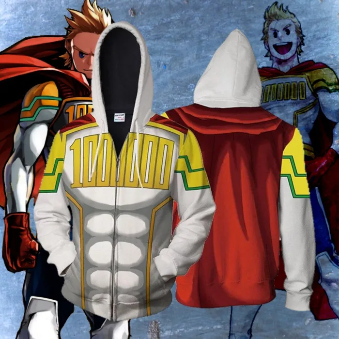 My Hero Academy 000 White Muscle Anime Unisex 3D Printed Hoodie Sweatshirt Jacket With Zipper
