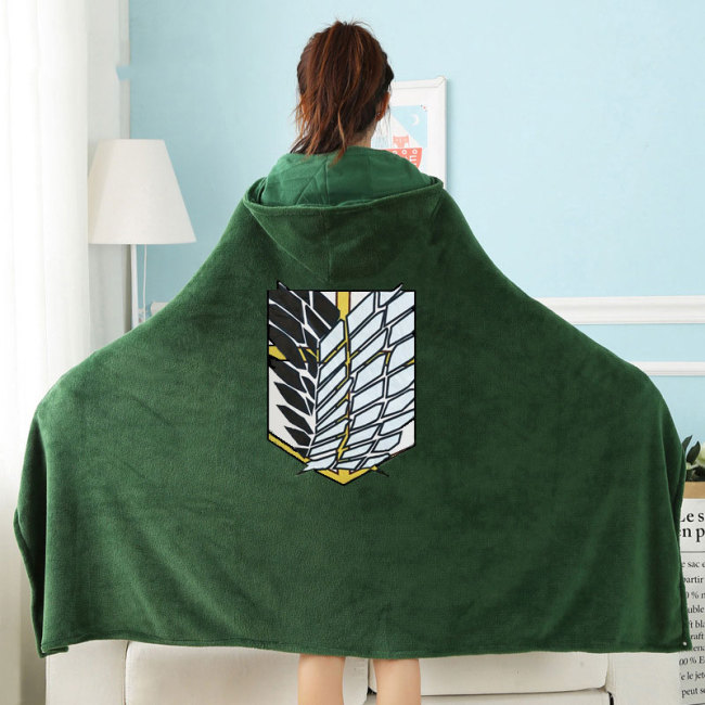 Attack on Titan Blanket Cloak Shingeki No Kyojin Survey Corps Cloak Cape Flannel Cosplay Costume Hoodie with real photos
