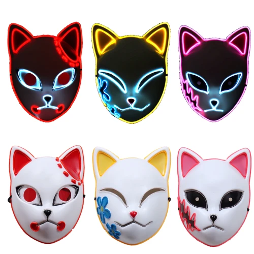 Demon Slayer Tanjirou Mask Sabito Mascarilla Anime Masks Makomo Cosplay Masques Halloween Costume Mascaras LED