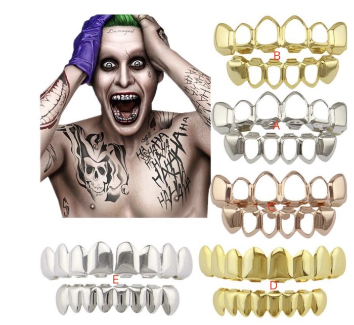Suicide Squad Joker Hip Hop Grills Bling Teeth Caps Halloween Props