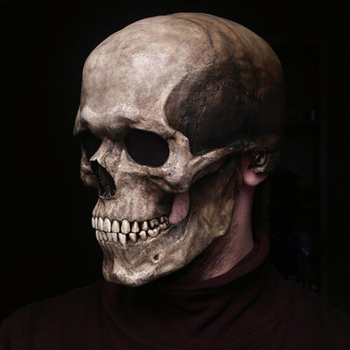 Fashion Halloween Horror Full Head Skull Mask Helmet With Movable Jaw Adult Latex Mask Scary Skull Cosplay Props