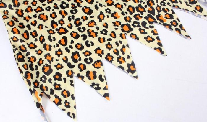 Halloween Children'S Wildling Costumes Fringed Savage Clothes Leopard Print Indian Primitive For Kid Girls Boys Dress