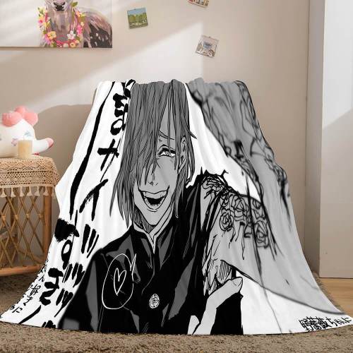 Anime Jujutsu Kaisen Flannel Throw Cosplay Blanket Comforter Set