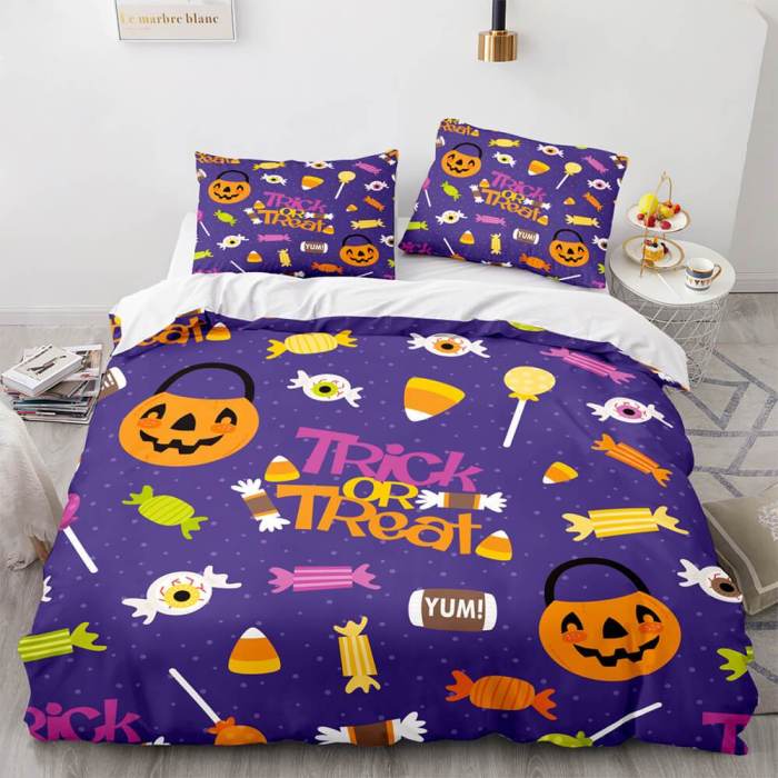 Halloween Pumpkin Cosplay Bedding Set Duvet Cover Comforter Bed Sheets