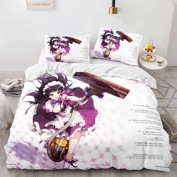 Japan Anime Maid Cosplay Bedding Sets Quilt Duvet Covers Bed Sheets
