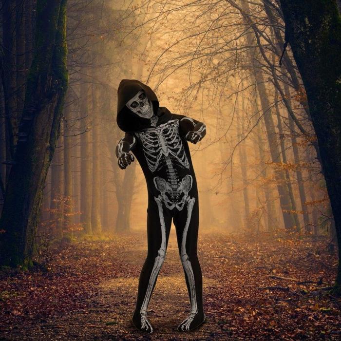 Scary Zombie Cosplay  Costume Skeleton Skull Costumes Jumpsuit Full Sets Halloween Carnival Party Clothing For Kids Adult