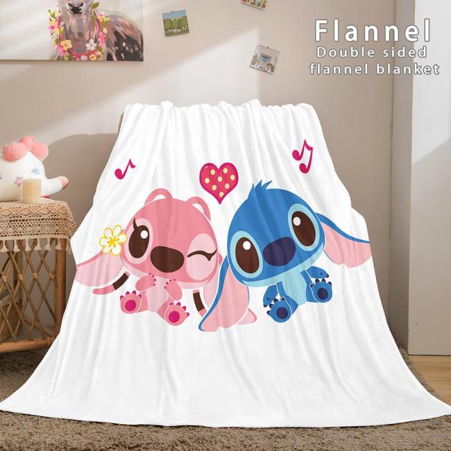 Lilo And Stitch Flannel Blanket Warm Cozy Plush Throw Bed Blankets