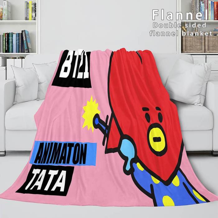 Bt21 Cosplay Flannel Blanket Throw Comforter Soft Bedding Sets
