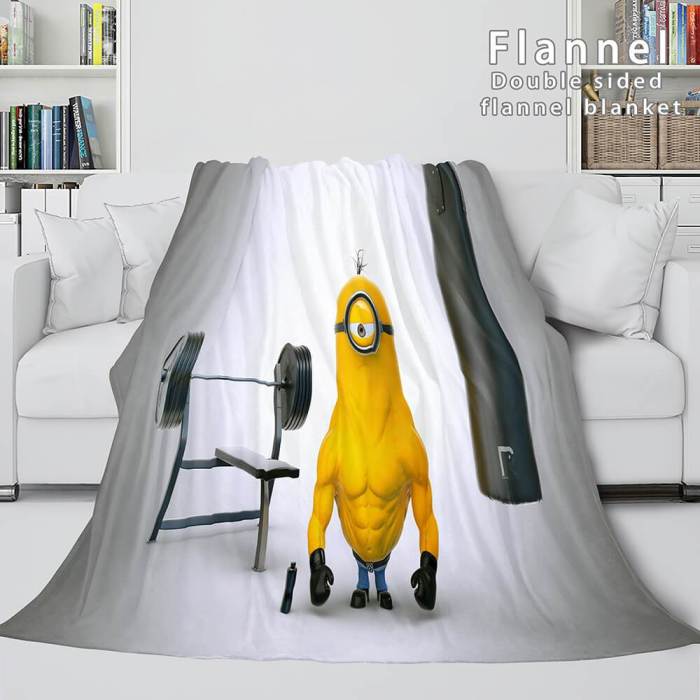 Cute Minions Cosplay Flannel Blanket Throw Comforter Bedding Blanket Sets