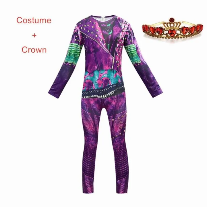 Pink  Costumes Girl Halloween Costumes For Girls Fantasia Party Costume Descendants 3 Mal Cosplay Clothes Set 5-14 Year
