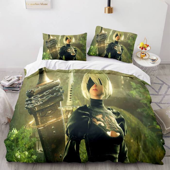 Nier Automata Cosplay 3 Piece Bedding Set Duvet Covers Bed Sheets