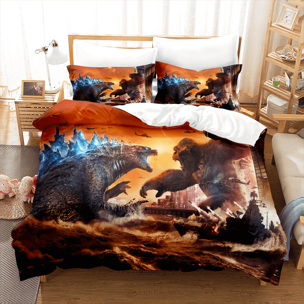 US 29.88 King Kong Vs Godzilla Comforter Bedding Set Duvet Covers