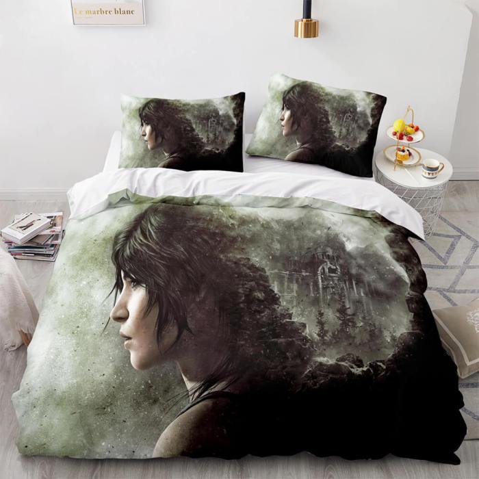 Tomb Raider 3 Piece Comforter Bedding Sets Duvet Covers Bed Sheets