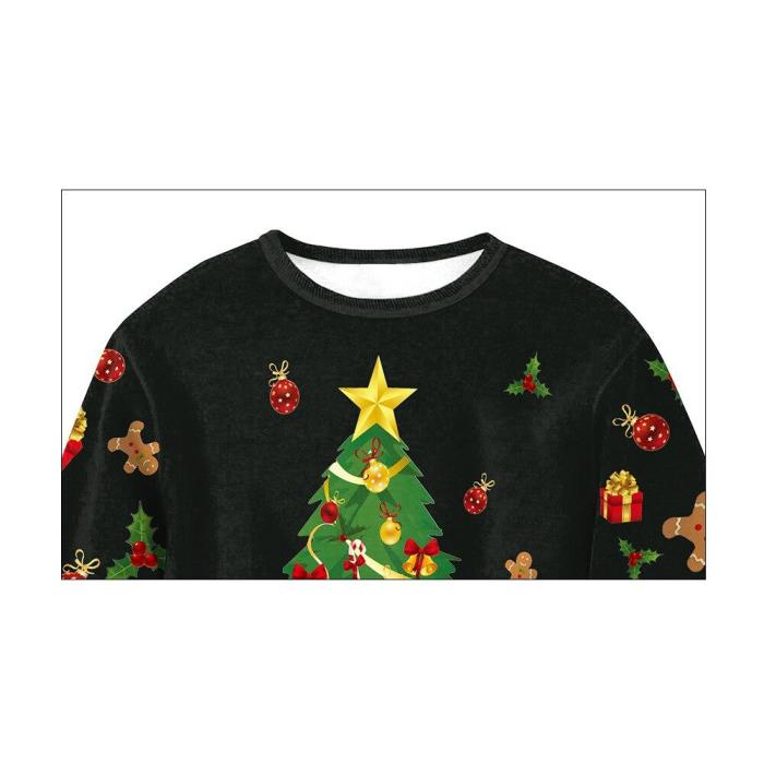 Fashion Women Ugly Christmas Sweater Casual Long Sleeve Round Neck Pullover Tops