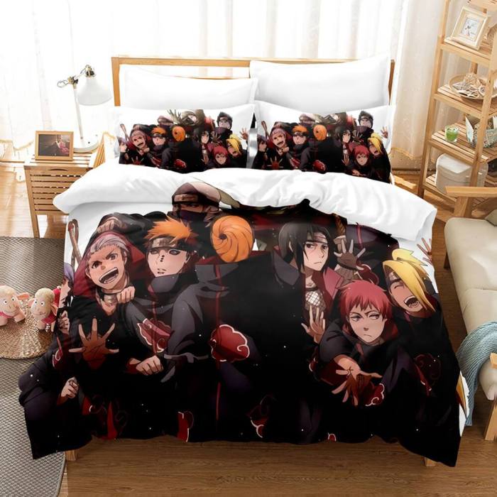 Naruto Cosplay Bedding Set Full Duvet Cover Comforter Soft Bed Sheets