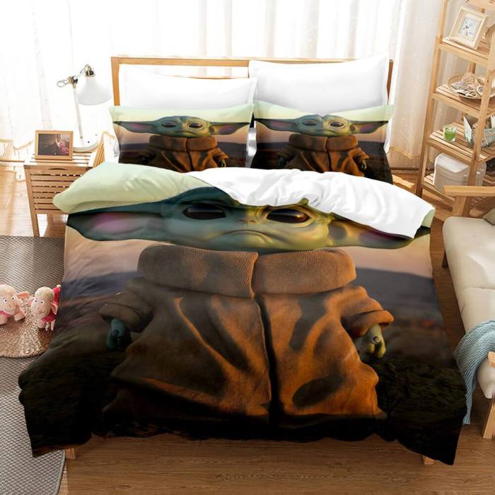 Star Wars Yoda Baby Cosplay Bedding Set Duvet Cover Comforter Bed Sheets