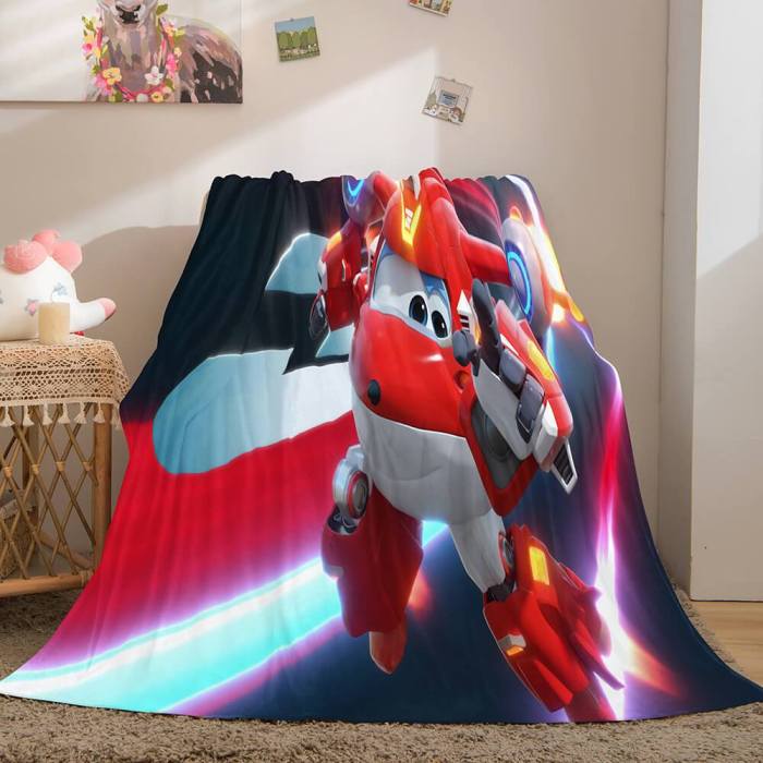 Super Wings Cosplay Flannel Fleece Throw Blanket Comforter Bedding Sets