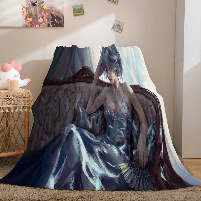 Game Ghost Blade Cosplay Flannel Fleece Blanket Comforter Bedding Sets