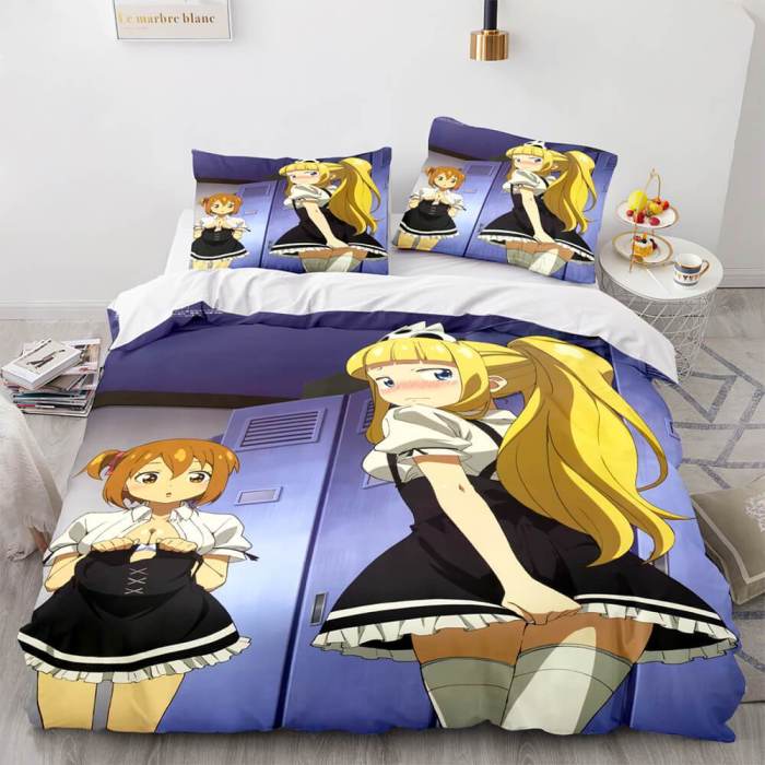 Japan Maid Cute Loli Cosplay Bedding Set Quilt Duvet Covers Bed Sheets